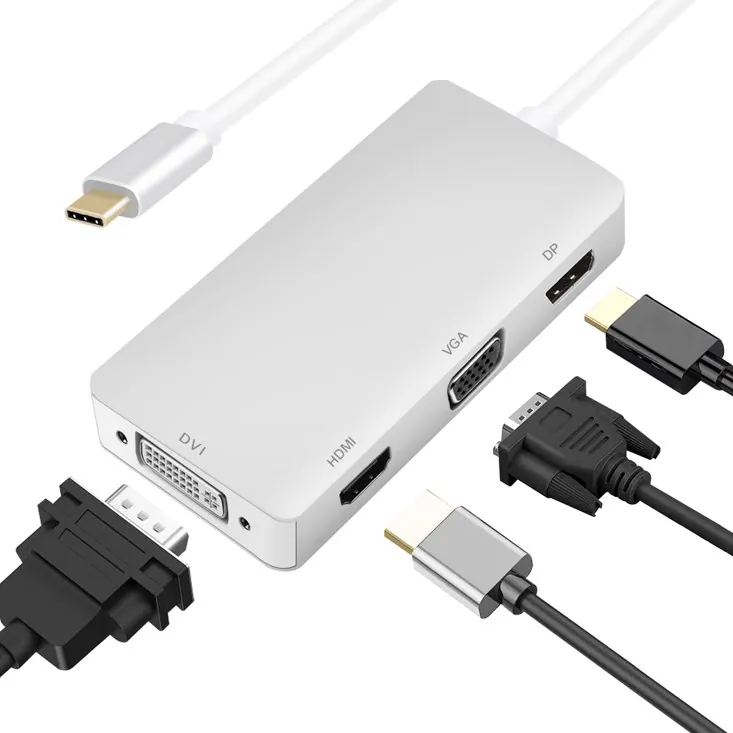 HELOS HUB USB 3.1 Type-C till DP/HDMI/DVI/VGA, PREMIUM 4K