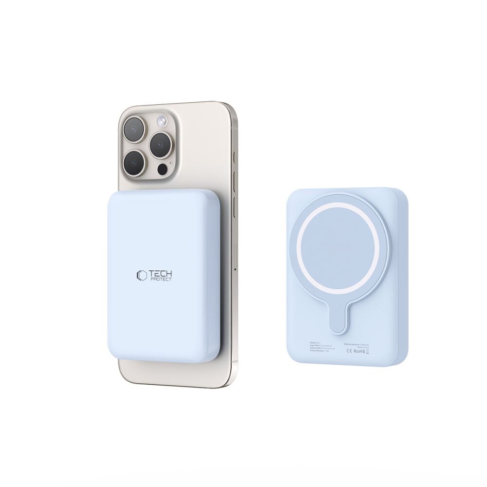 Tech-Protect LifeMag PB11 Powerbank med MagSafe 10000mAh 15W USB-C port - blå + USB-C kabel, bild 5