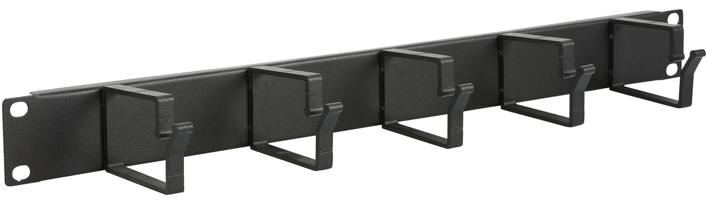 Lanview 1U 19" Cable Organizer Panel, 5 krokar - Svart, bild 2