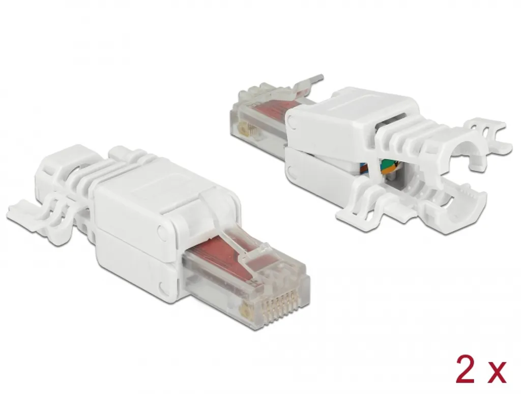Delock RJ45-kontakt Cat.6 UTP, verktygsfri – 2-pack