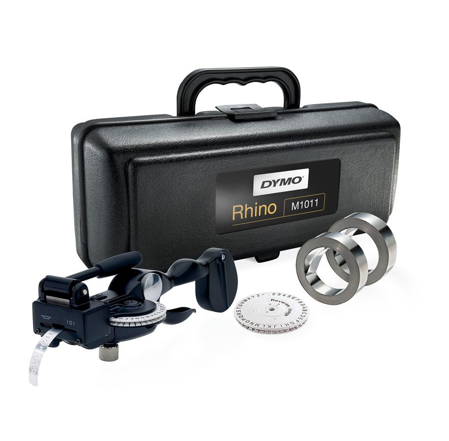 DYMO Rhino M1011 etikettpräglare 12 mm metalltejp, svart