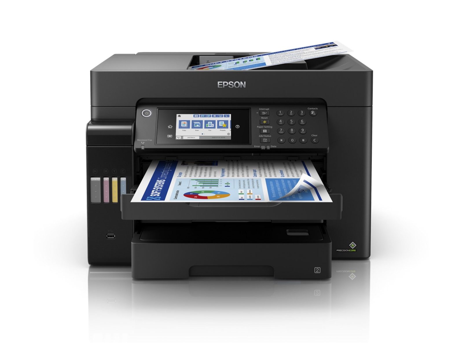 Epson EcoTank ET-16650, A3 skrivare + scanner + kopiator + fax, 25/25 ppm ISO, 1200x2400 dpi scanner, display, ADF, AirPrint, USB/LAN/WiFi, bild 3