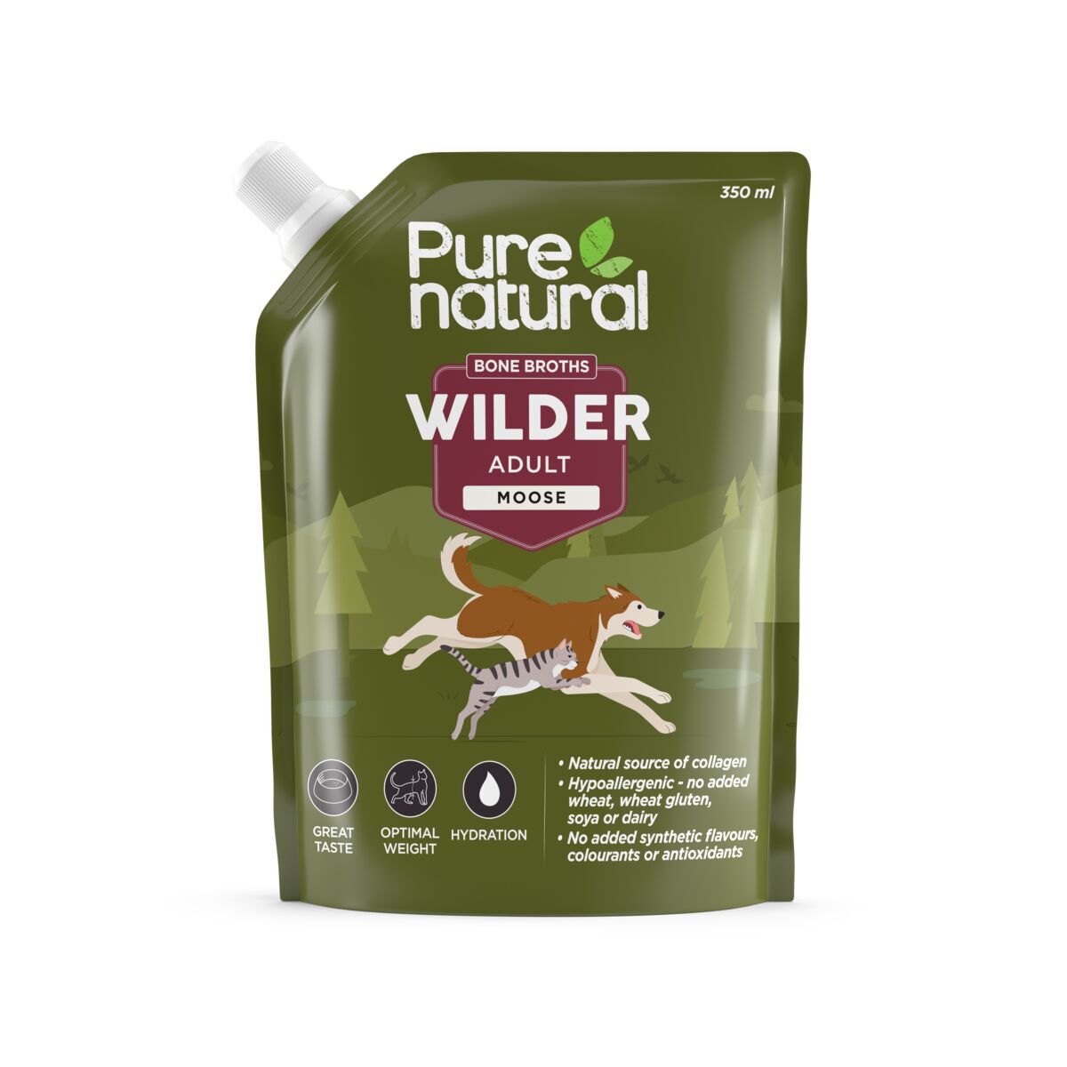 Purenatural Wilder Bone Broth Moose Benbuljong till Hund och Katt 350 ml