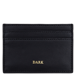 DARK Leather Card Holder Nappa Black With Gold