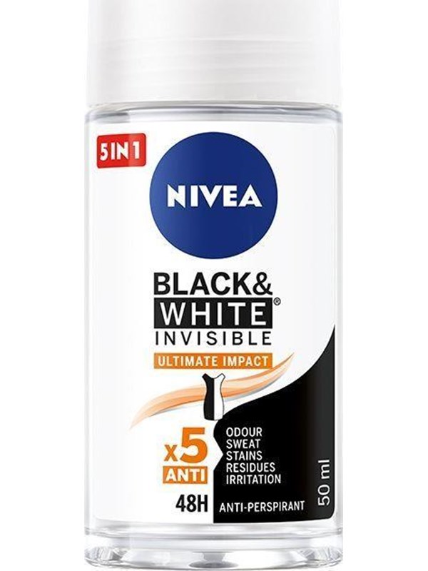 Nivea deodorant BLACK& WHITE INVISIBLE Ultimate Impact 5-i-1 roll-on 50 ml, bild 2
