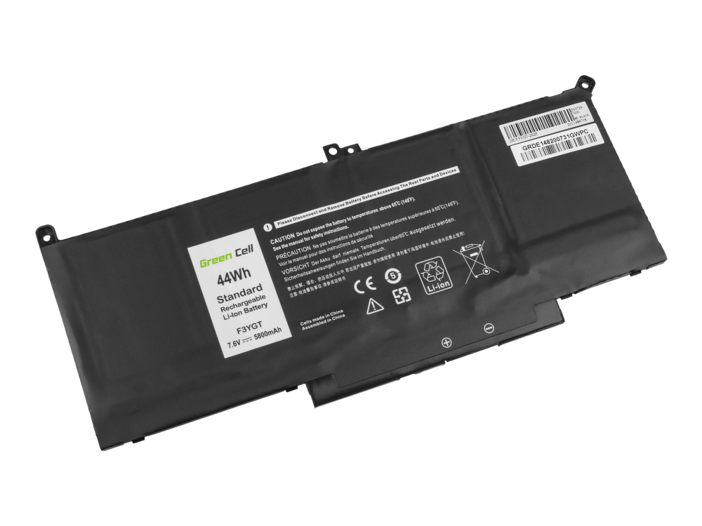 Green Cell - Batteri för bärbar dator (likvärdigt med: Dell F3YGT) - litiumpolymer - 5800 mAh - 44 Wh - svart - för Dell Latitude 7280, 7290, 7380, 7390, 7480, 7490