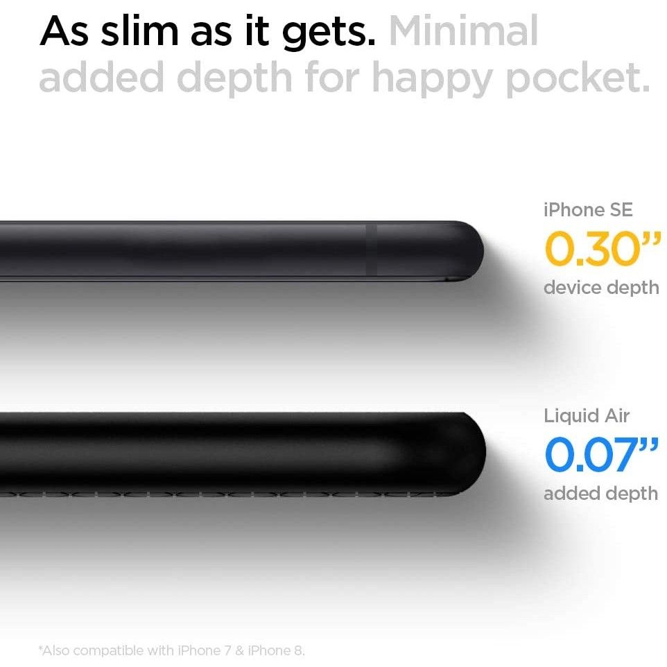 Spigen Liquid Air-fodral för iPhone 7 / 8 / SE 2020 / SE 2022 - Svart, bild 4