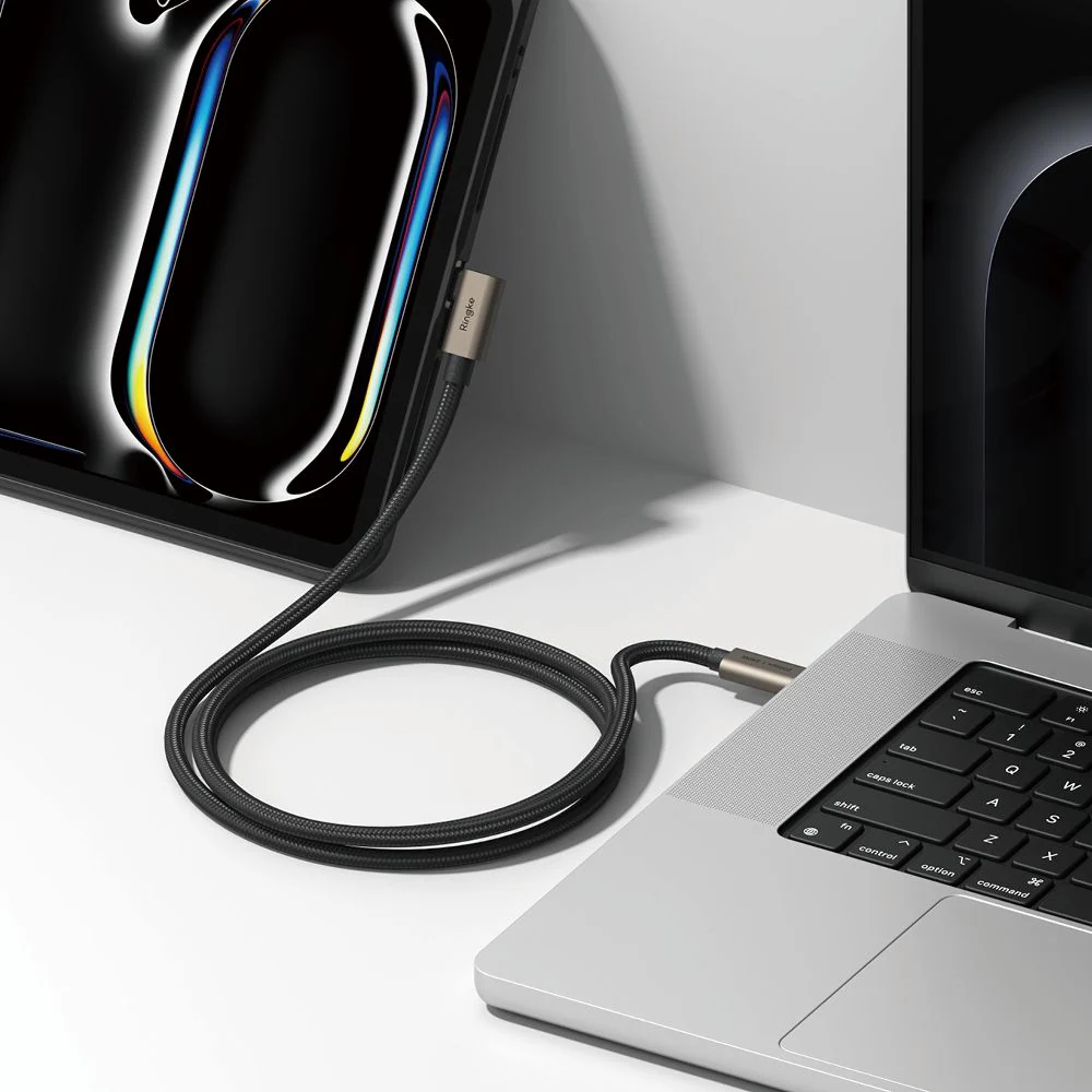 Ringke 3.2 gen. 2x2 USB-C, PD 3.1 240W 2m vinklad kabel - svart, bild 5