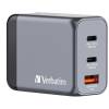 AC-adapter Verbatim GaN Charger 60W, 2xUSB-C / 1xUSB-A, inkl. reseadapter EU/UK/US, bild 5