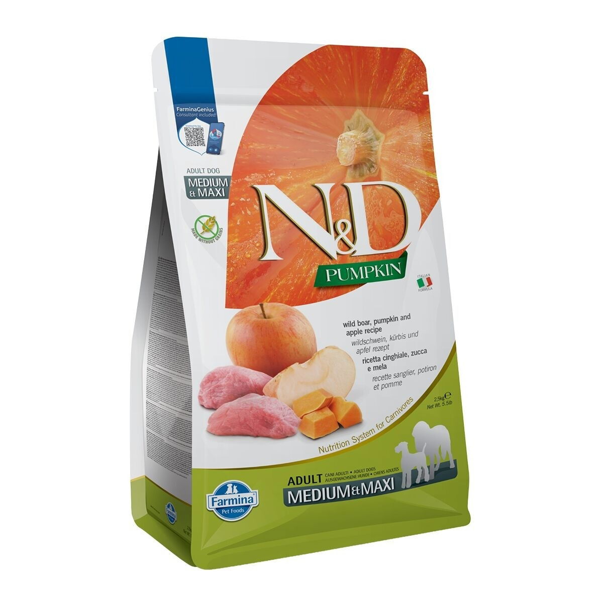 Farmina N&D Dog Pumpkin, Wild Boar & Apple M/L 2,5kg