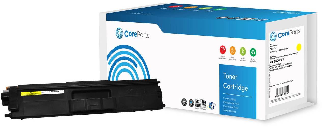 CoreParts Brother TN-423Y, 4000 sidor, Gul, bild 2