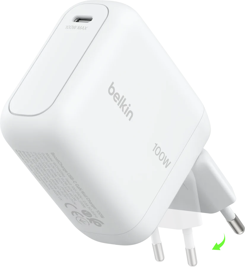 Belkin Väggladdare GaN USB-C 100W Vit