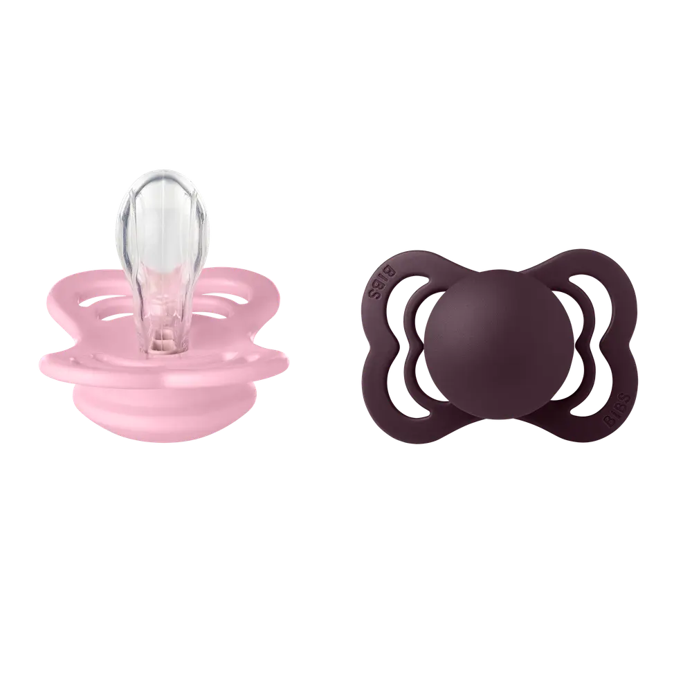 BIBS Pacifier Supreme Silicone Baby Pink Plum Size 1 2pcs, bild 3