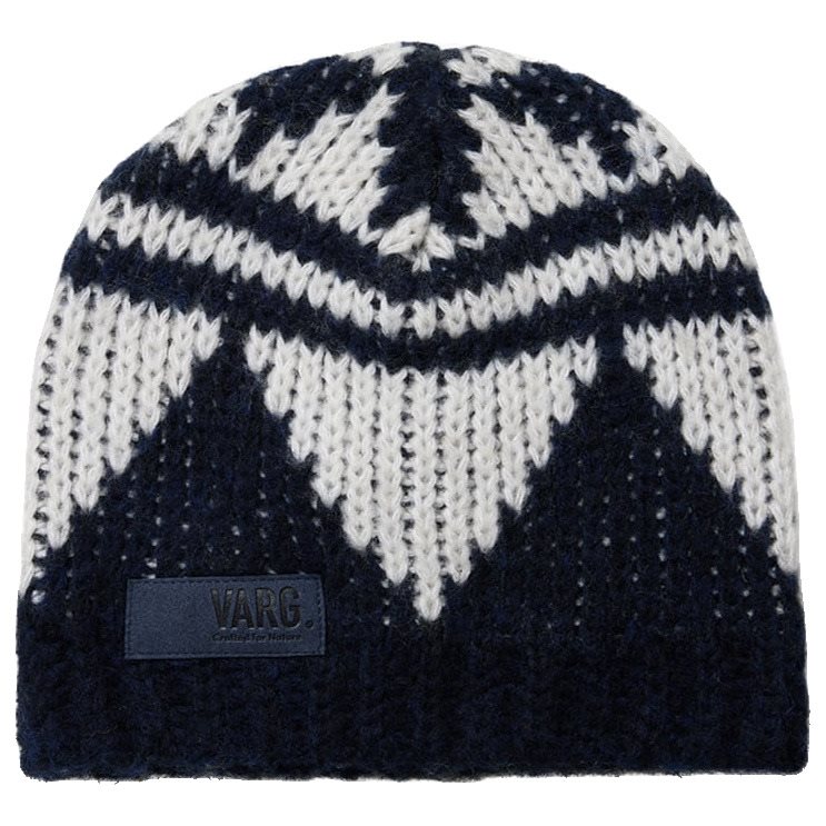 Varg Bräcke Knitted Beanie Dark Blue With Off White - OneSize