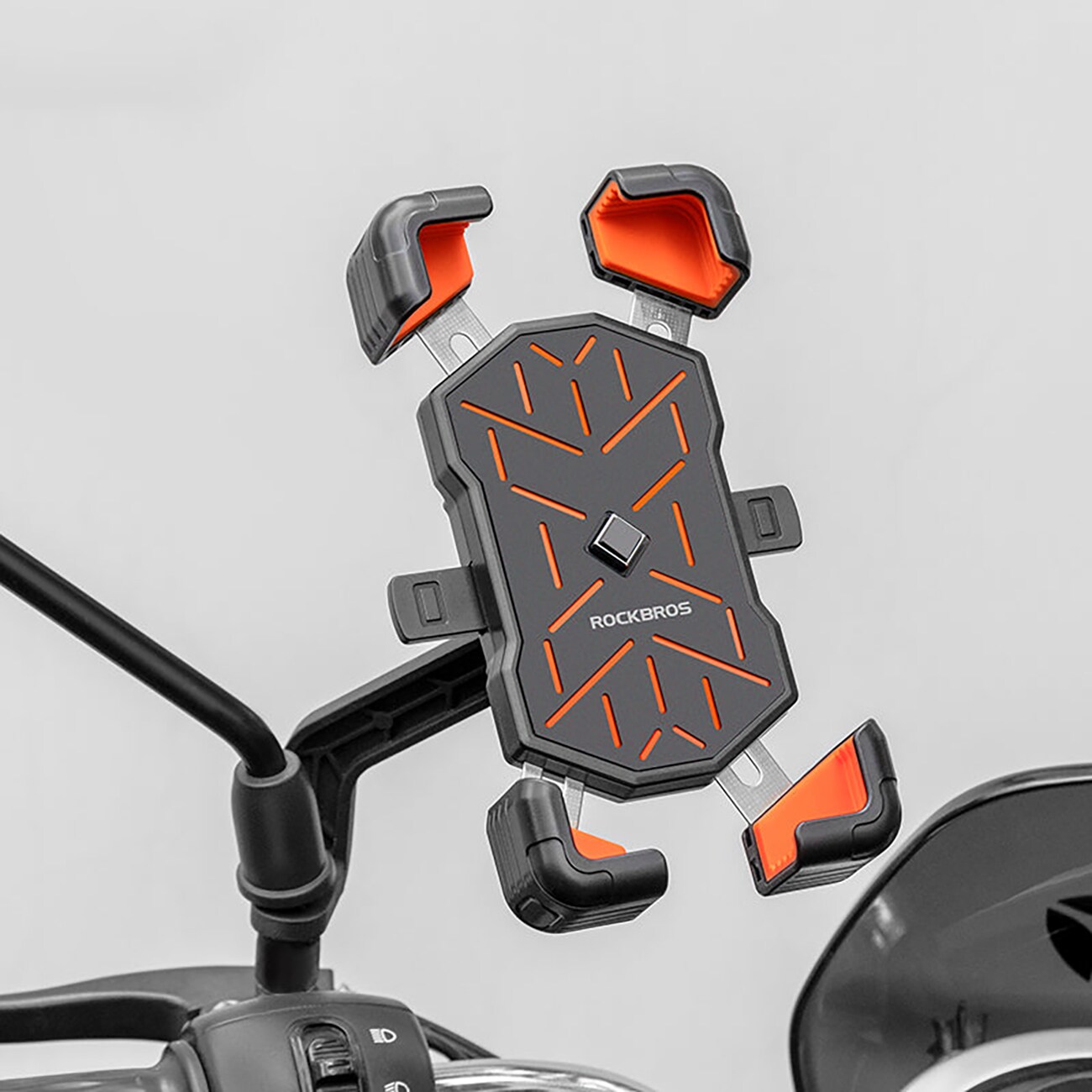 Rockbros HW-117 mobilhållare med styreklämma – svart och orange, bild 2