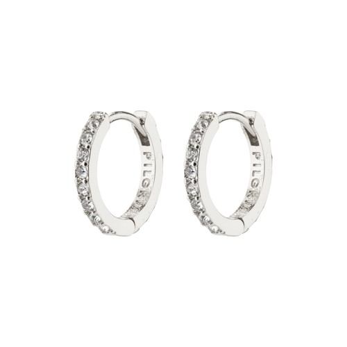 PILGRIM - EBNA Small Crystal Hoops - Silver Plated - 13 mm