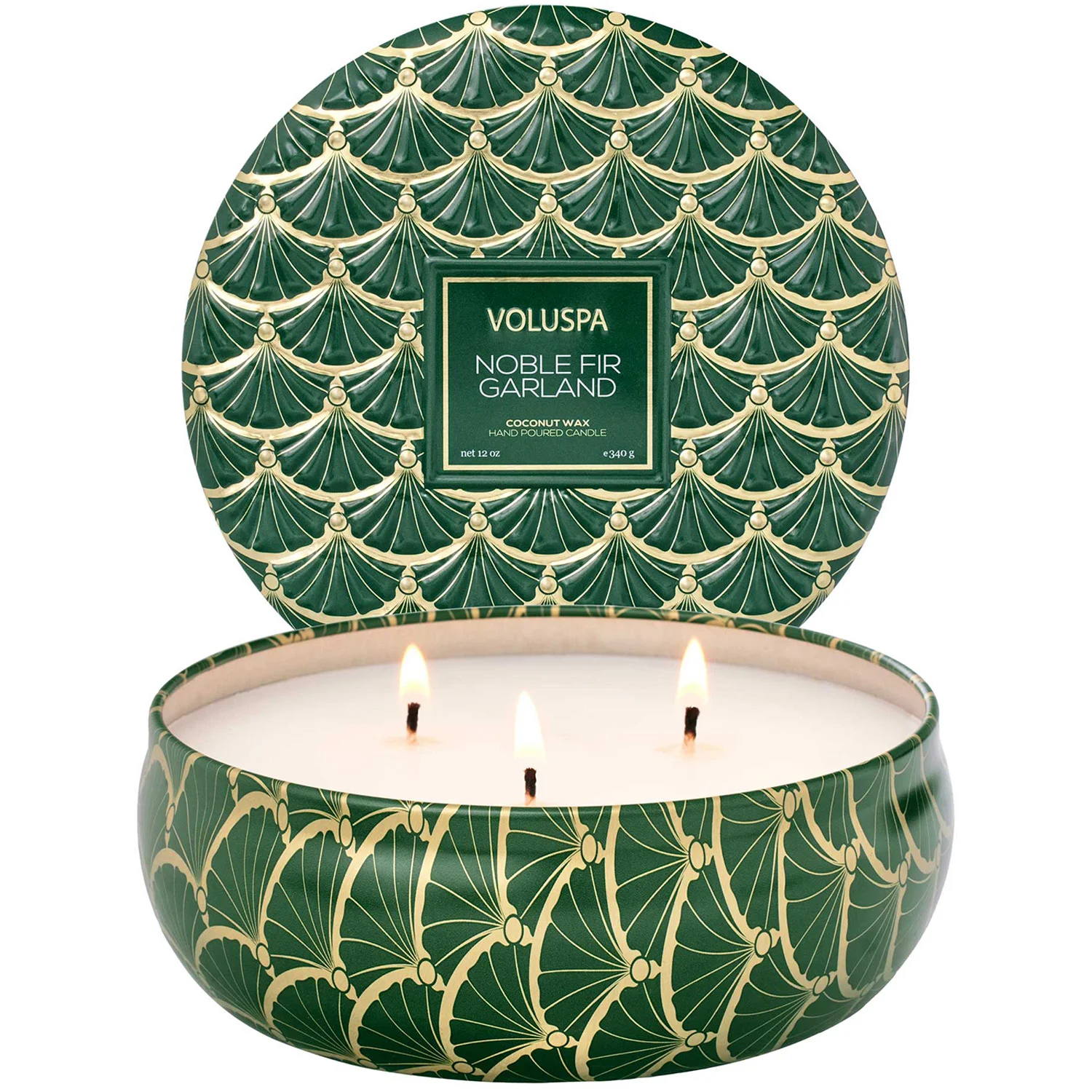 Voluspa 3-Wick Tin Candle Noble Fir Garland 340 g