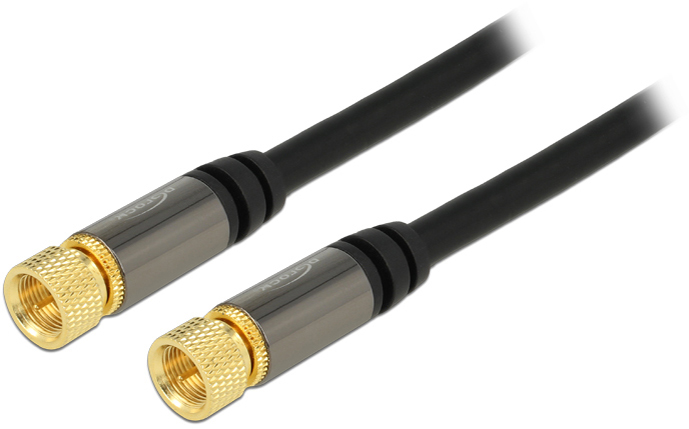 Antennkabel, RG6/U, F-kontakt hane - hane, 75 Ohm - Svart, DeLOCK, bild 2