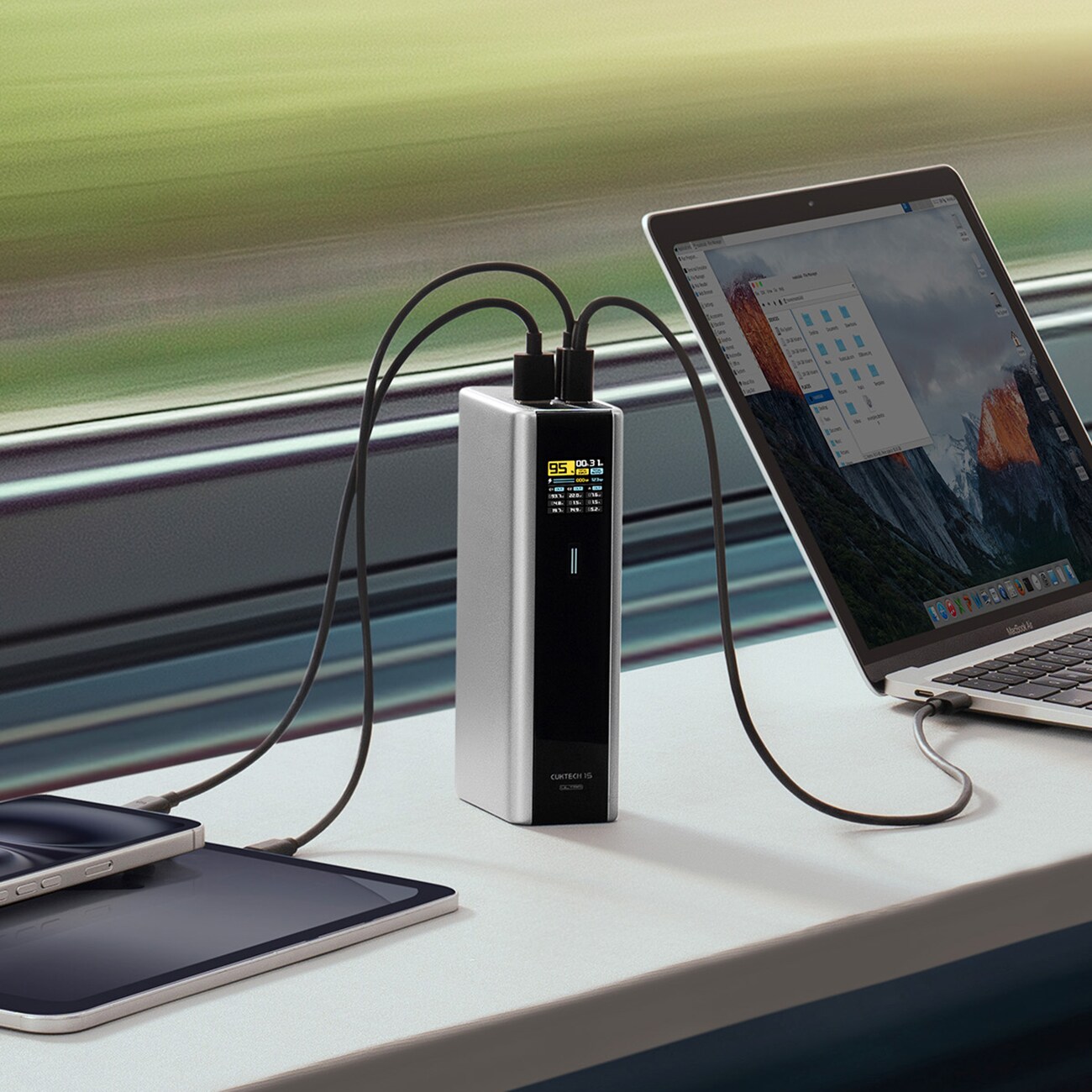 Powerbank Cuktech CKPB200UGLGR 210W 20000mAh 2 x USB-C 1 x USB-A - grå, bild 4