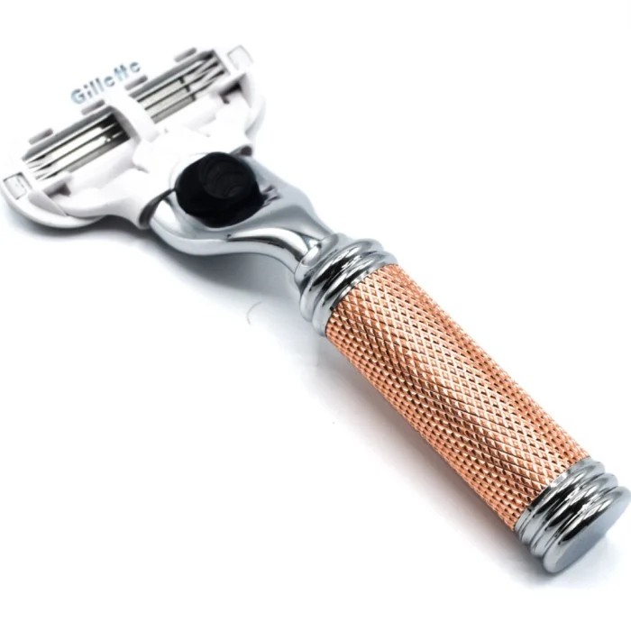 Parker Shaving TRVL-Ladies Venus Compatiable Rose Gold Textured Razor With Leather Case