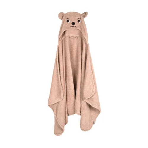 Filibabba - Bear Hooded Towel - Lyserød - 0-60 m