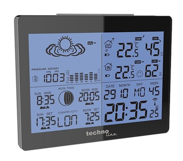 Technoline DCF-77, Svart, höjdmätare, Inomhusbarometer, Inomhushygrometer, Inomhustermometer, Utomhushygrometer,..., Barometer, hygrometer, Termometer, Barometer, hygrometer, Termometer, 20 - 95%, 20 - 95%