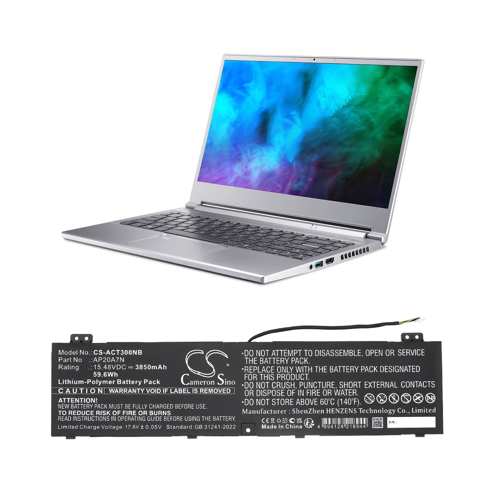 Batteri till Notebook, Bärbar dator för Acer Predator Triton 300 SE PT314-51S-52ML m.fl., bild 4