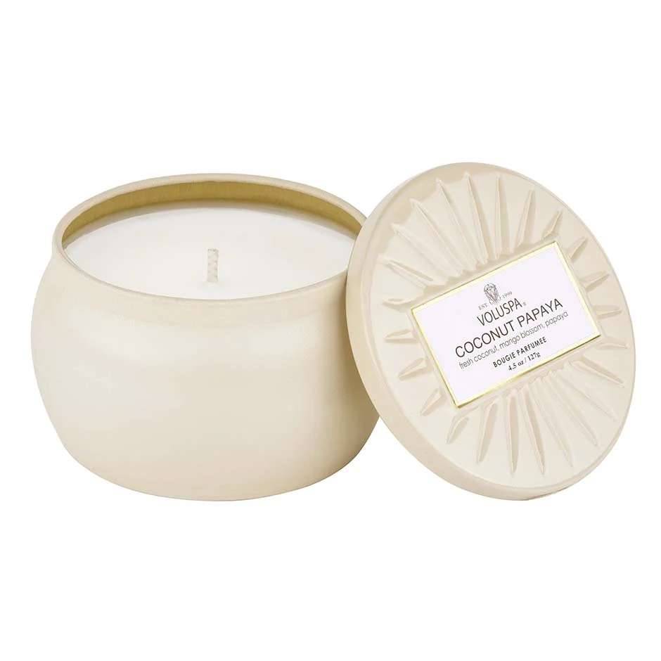 Voluspa Coconut Papaya Vermeil Petite Tin