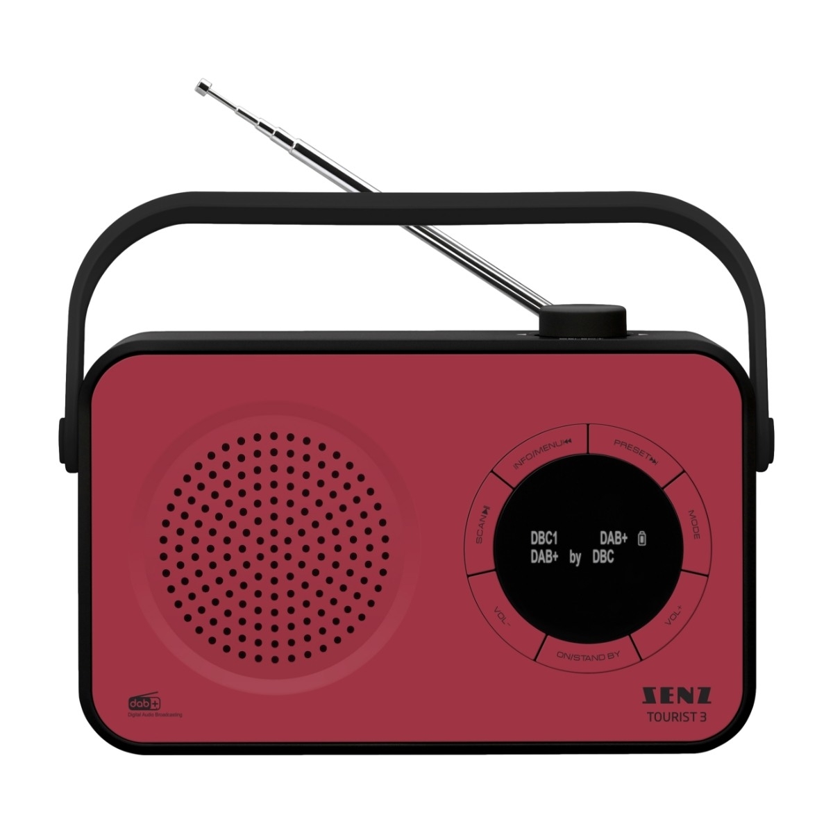 Senz Tourist 3 DAB+/FM Bluetooth-radio, röd