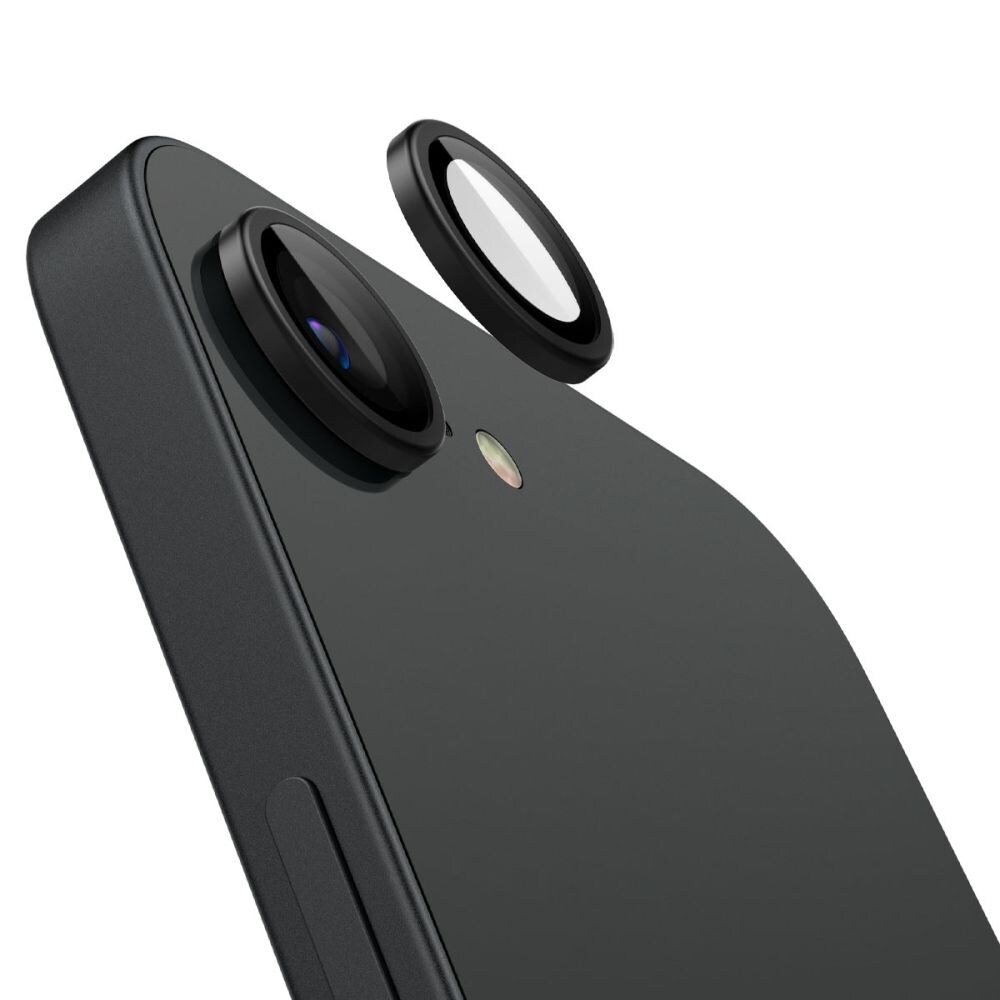 Spigen Optik Pro GLAS.TR "Ez Fit" kameraskydd 2-pack för iPhone 16e - Svart, bild 3