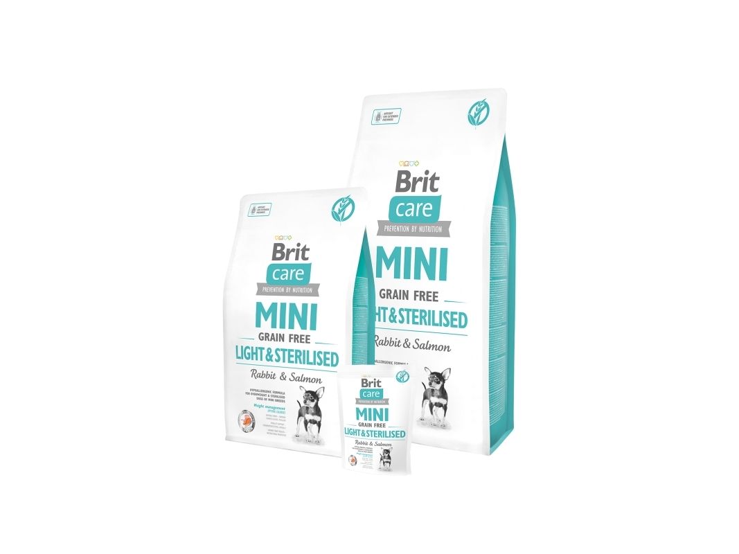 Brit Care Mini Light & Sterilised, Mini (5 - 10kg), Kanin, Lax, 2 kg