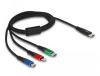 USB-C laddningskabel DeLOCK 3-i-1 till Lightning / Micro USB / USB-C, 15W, 1 meter - Svart