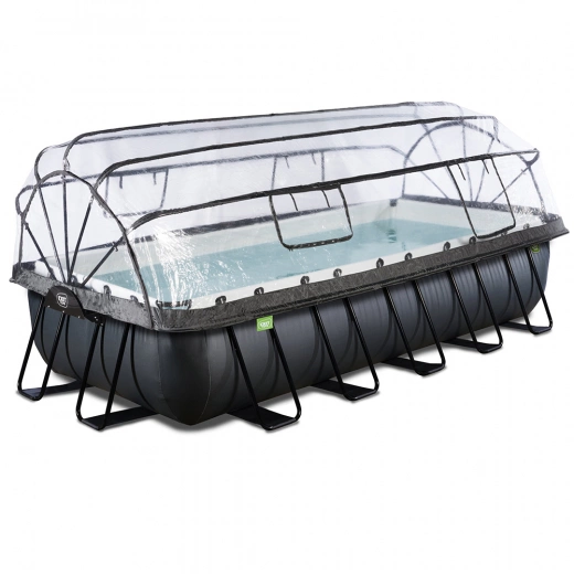 EXIT Black Leather Pool 540cm med sandfilterpump och tak