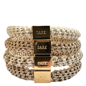 Dark Fat Hair Ties 4 pk Combo Sand Mix W/Gold