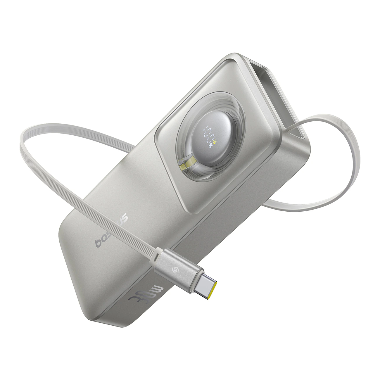 Baseus Free2Pull 10000mAh 30W powerbank med USB-C-port och utdragbar USB-C-kabel - grå, bild 3