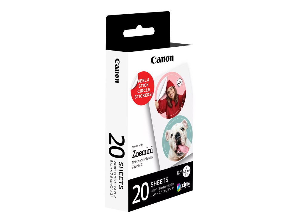 Canon ZINK - Självhäftande - 33 mm diameter 40 etikett (er) (20 ark x 2) utskurna runda fotodekaler - för Canon Zoemini Zoemini S