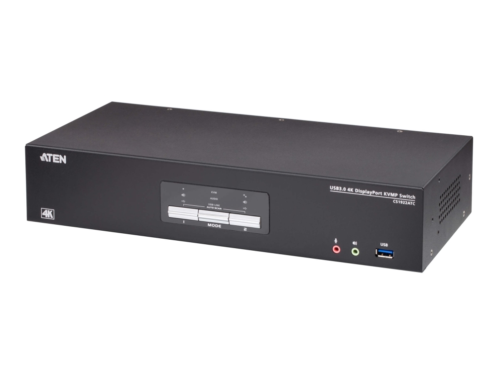 ATEN KVMP CS1922ATC - Omkopplare för tangentbord/video/mus/ljud/USB - 4K, DisplayPort, USB 3.0 - 2 x KVM/ljud/USB - 1 lokal användare - skrivbordsmodell - för P/N: UC232AF