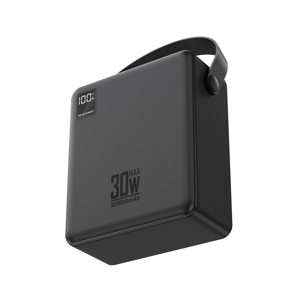 Wozinsky W8-B 100 000 mAh 30 W powerbank med 2 USB-A- och 2 USB-C-portar samt ficklampa – svart, bild 3