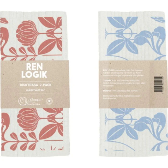 Ren Logik Dish Cloth 2-Pack Old Rose/Blue 40 g