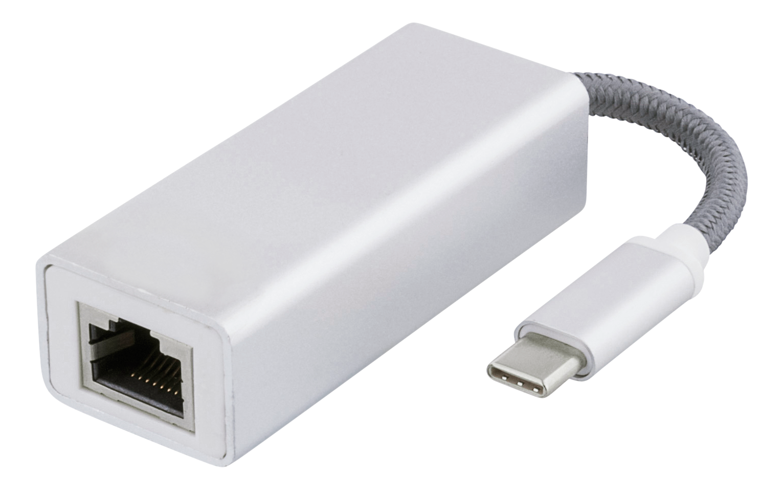 Adapter Deltaco, USB-C till Gigabit/RJ45, PC/Mac - Silver, bild 2