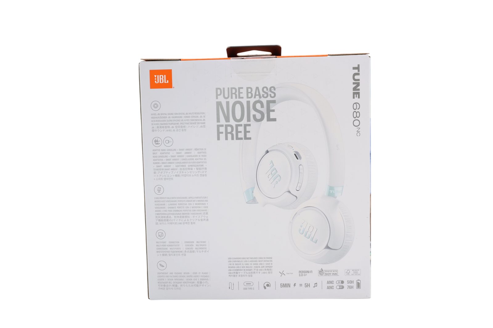 JBL Tune 680NC trådlösa hörlurar, vit, bild 3