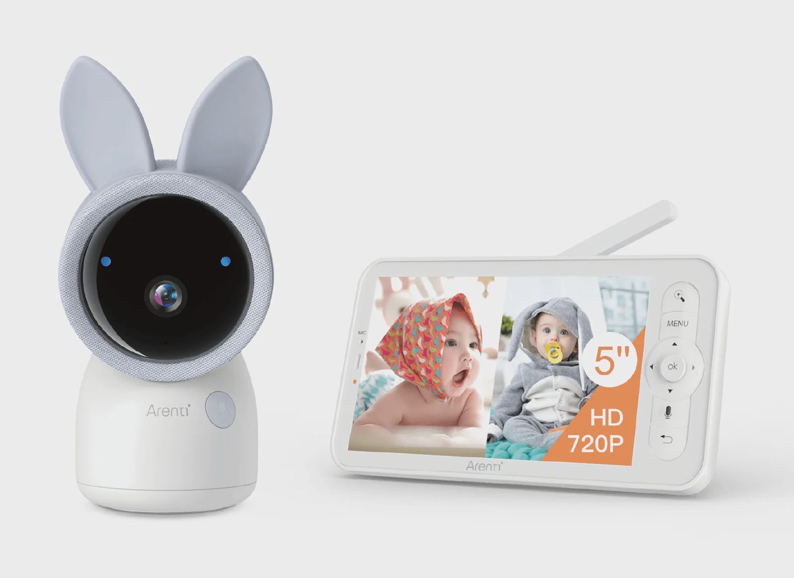 Arenti AINANNY A4 KIT PLUS, IP-säkerhetskamera, inomhus, Trådlös, Innertak/vägg, Grå, Vit, Laddning, Energiljus, Status