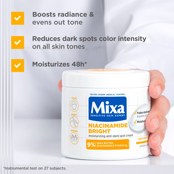 Mixa Niacinamide Bright Närande kräm mot pigmentfläckar för mycket torr hud 400 ml, bild 3