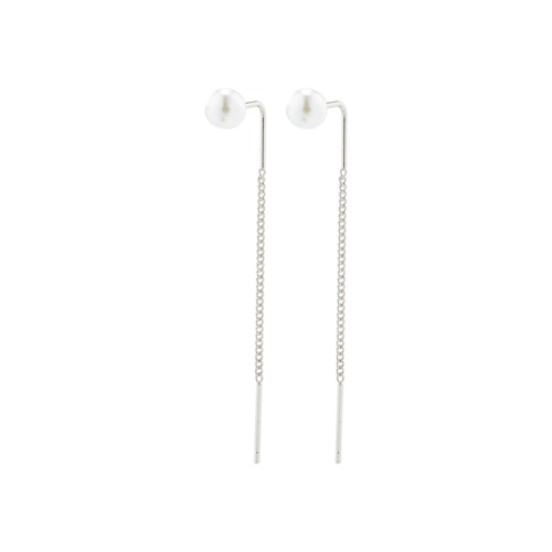 PILGRIM - ELBA Long Chain Pearl Earrings - Silver Plated - 5 mm