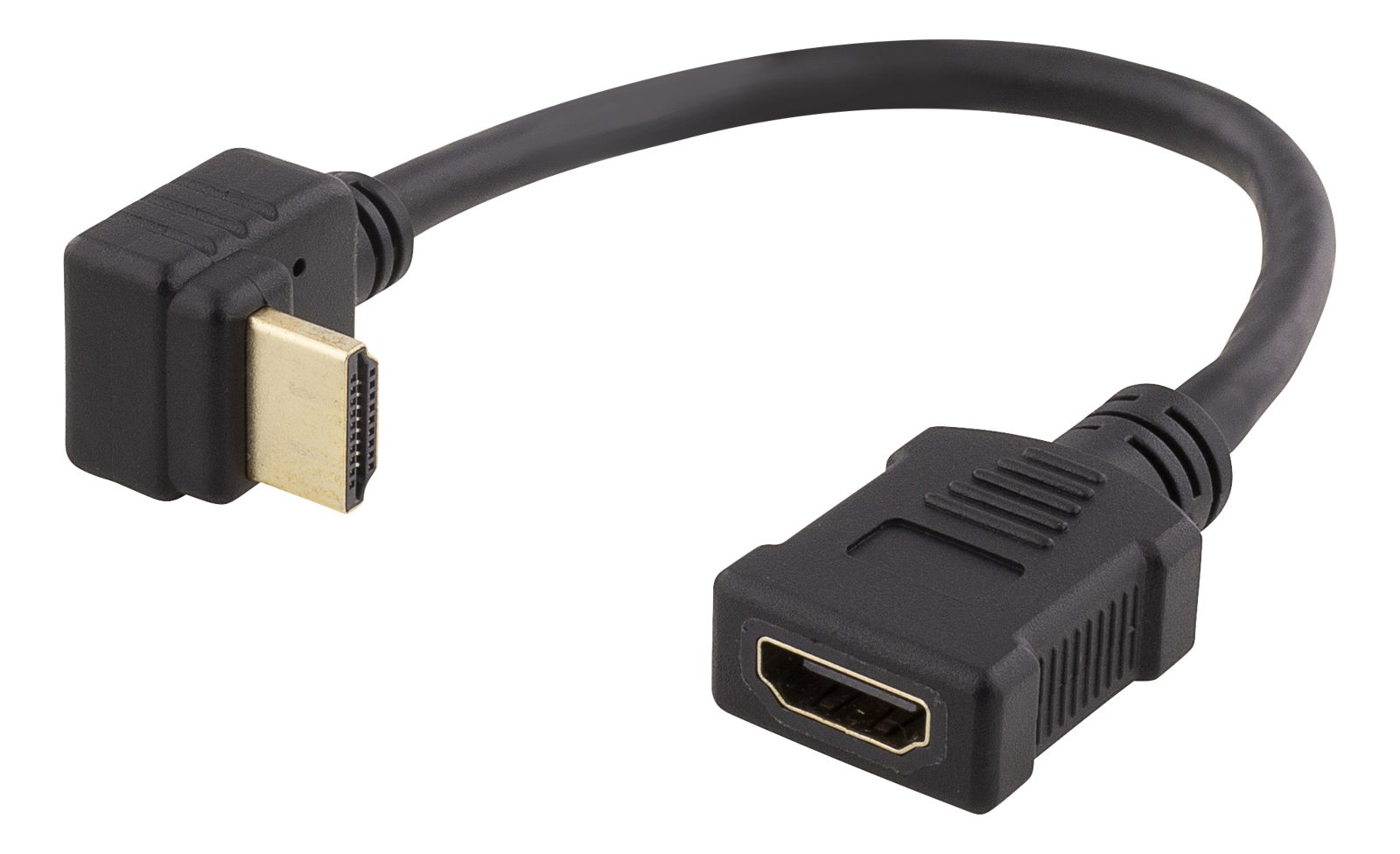 HDMI-förlängningskabel, vinklad nedåt, ha-ho, max 3840x2160@30Hz, 0,2 meter, svart, bild 2