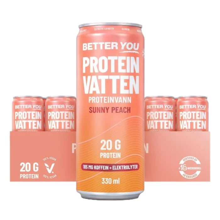 Better You Proteinvatten 330 ml Sunny Peach Koffein + Elektrolyter - 24 st