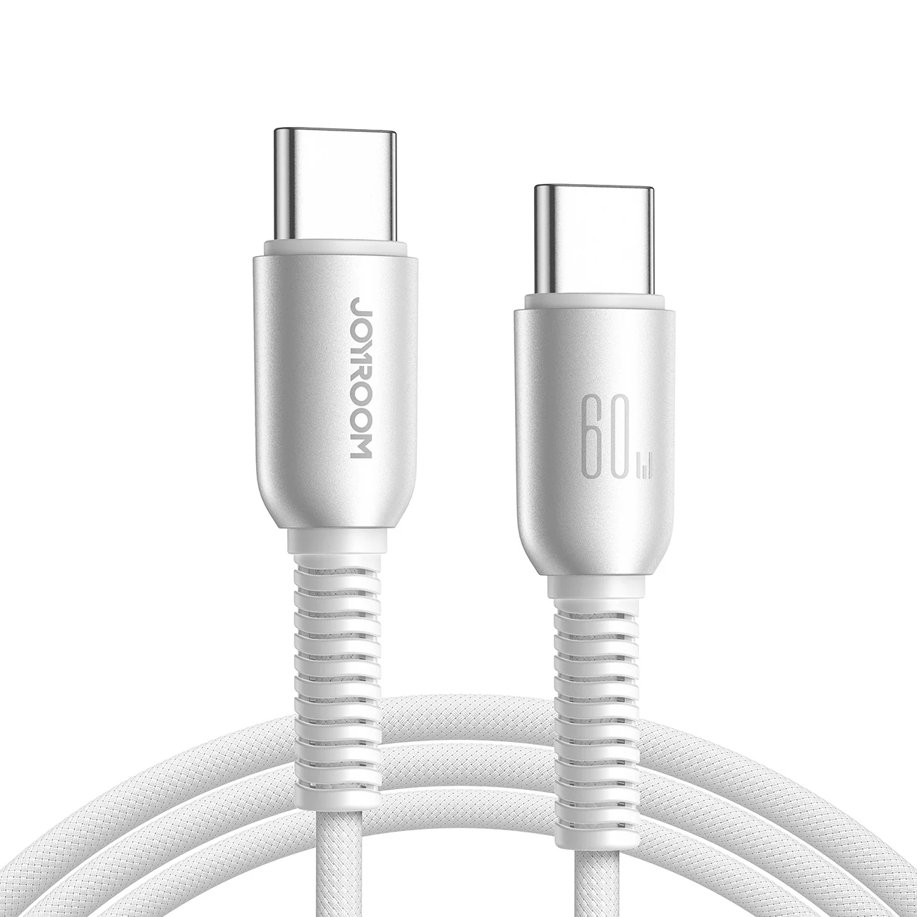 Joyroom USB-C till USB-C-kabel Snabbladdning 60W, 1,2m - ljusgrå