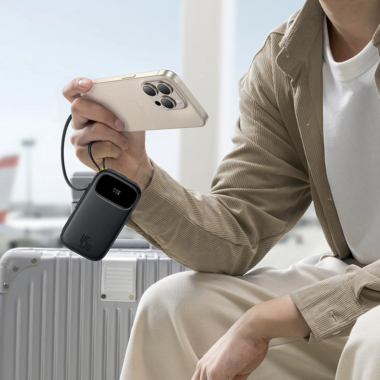 Baseus EnerFill FC31 QPow3 10000mAh 45W powerbank med USB-C- och Lightning-kablar – svart, bild 4