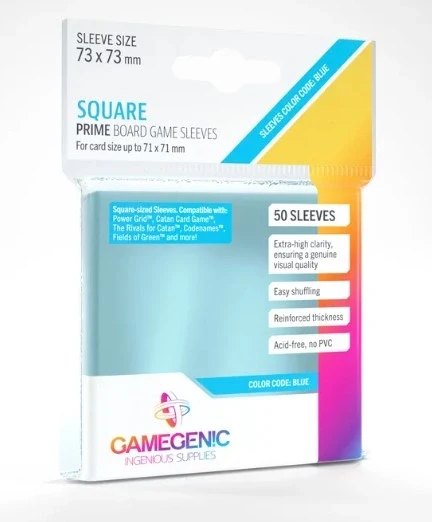GameGenic Prime Board Game Sleeves Blue Square 50 Pack (71x71mm), bild 2
