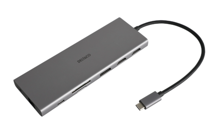 Deltaco USB-C Dockningsstation med 12 Portar - Grå, bild 2
